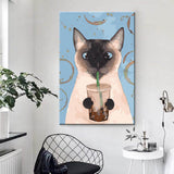 Painting by Numbers Art Animal Cat Drinking From Straw