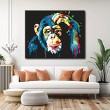 Painting by numbers Colorful monkey holds his hand on his head