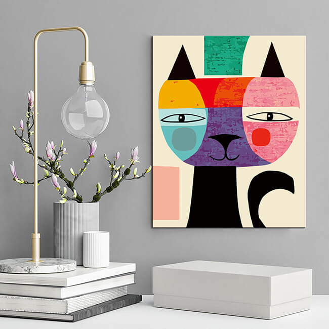 Paint By Numbers Colorful Cat Face Art Picture