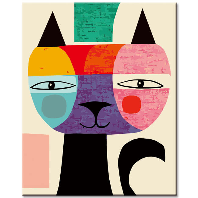 Paint By Numbers Colorful Cat Face Art Picture