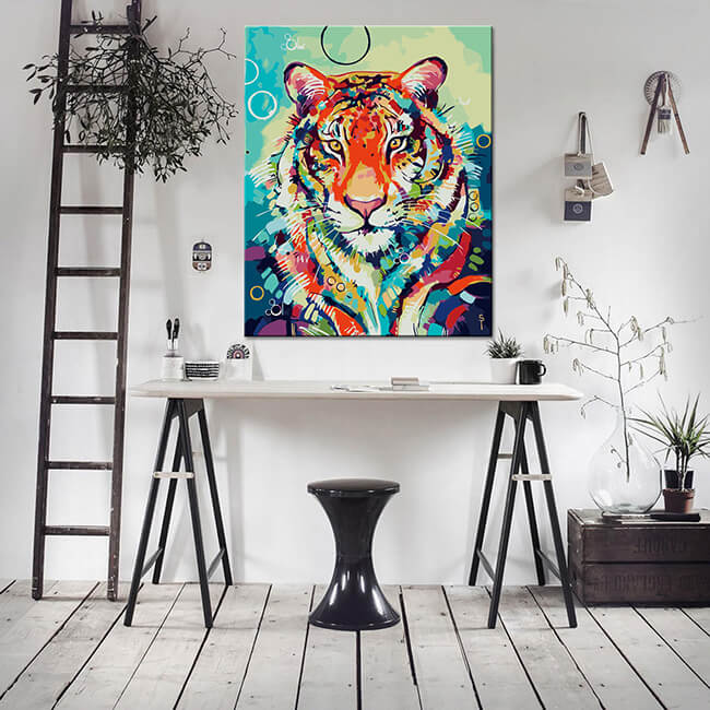 Painting By Numbers Colorful Tiger Art Picture