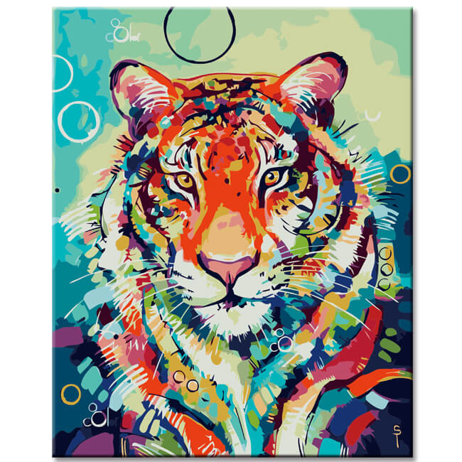 Painting By Numbers Colorful Tiger Art Picture