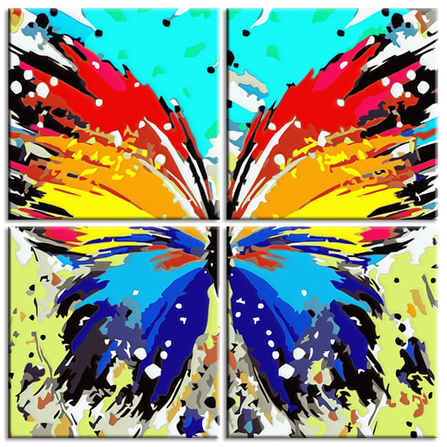 Painting By Numbers Colorful Butterfly 4-Panel -