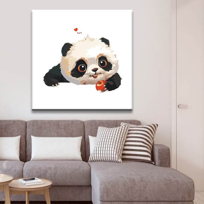 Paint by Numbers Baby Panda Art with Apple Shipping from DE