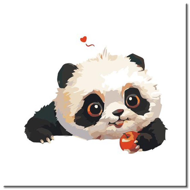 Paint by Numbers Baby Panda Art with Apple Shipping from DE