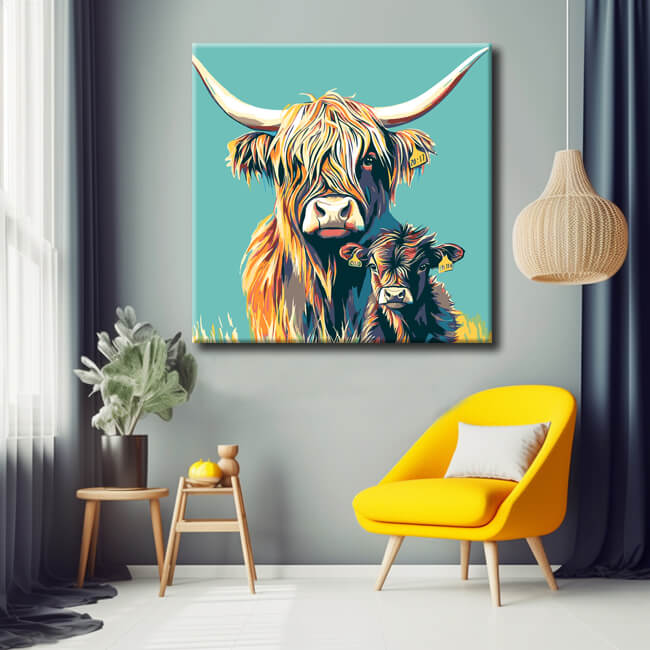 Painting by Numbers Highland Cow Mother and Baby