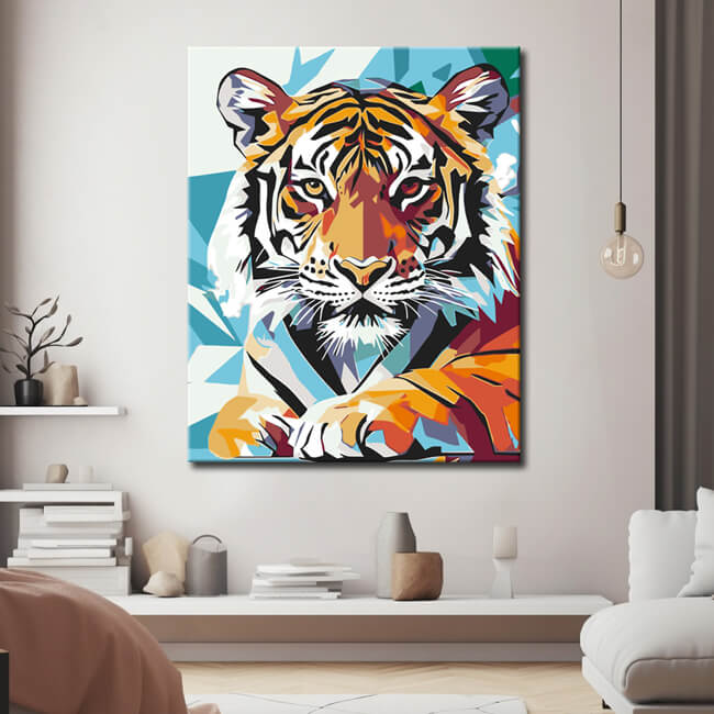 Paint by Numbers Polygon Art Colorful Tiger
