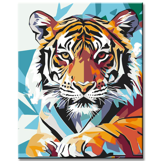 Paint by Numbers Polygon Art Colorful Tiger