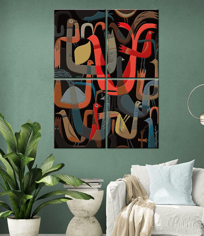 Painting by Numbers Abstract Art of Birds 4 Panel
