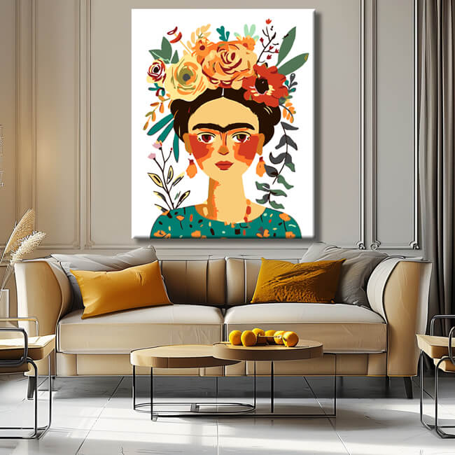 Painting by numbers Frida with flower head