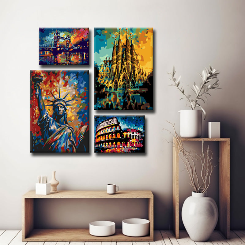 Berühmte Bauwerke on Leinwand – Exclusive Galeriewandkunst für Ihr Zuhause - 4-part