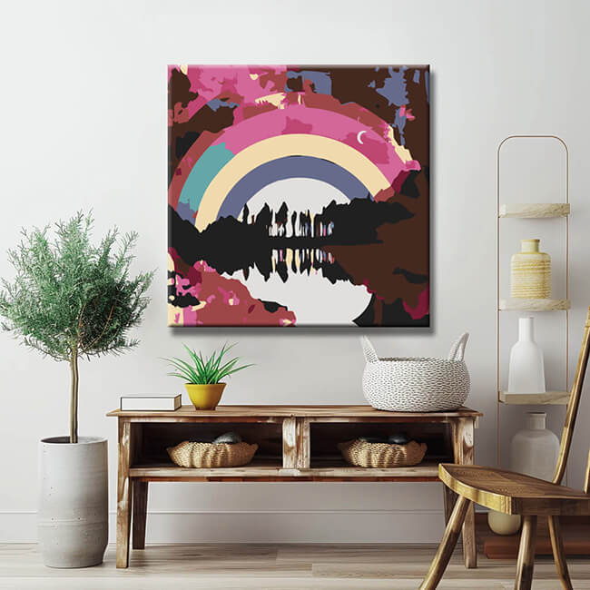 Painting by numbers forest night