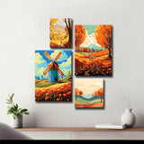Bilderwand Farbenprächtige Herbstdarstellungen als , 4-part