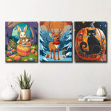 Children'S Pictures For Christmas, Easter And HalloweenColorful And ExpressIVe Art For The Children'S Room, - 3-Panel