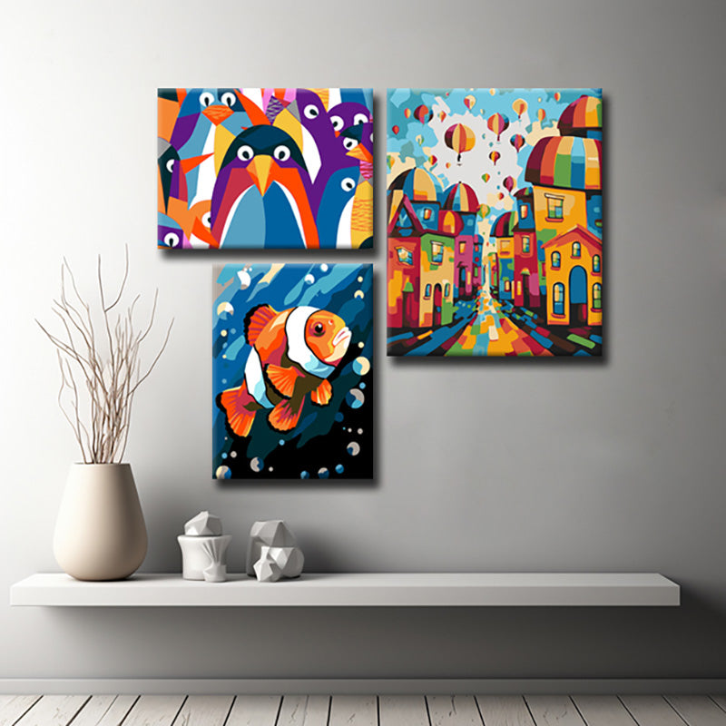 Leinwandkunst für Kinder – Inspirierende und Lebendige Motive für die Bilderwand, 3-part