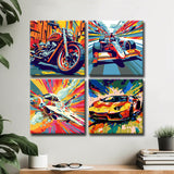 Canvas Art in Pop Art StyleVIbrant Speed Depictions As A Picture Wall