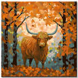 Highland Cattle in The Magical forest Painting by Numbers
