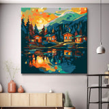 Beautiful lake landscape - painting by numbers