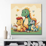 Cute dinosaur with family - painting by numbers