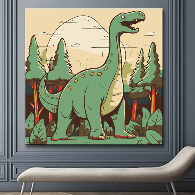 Dino in the forest - painting by numbers