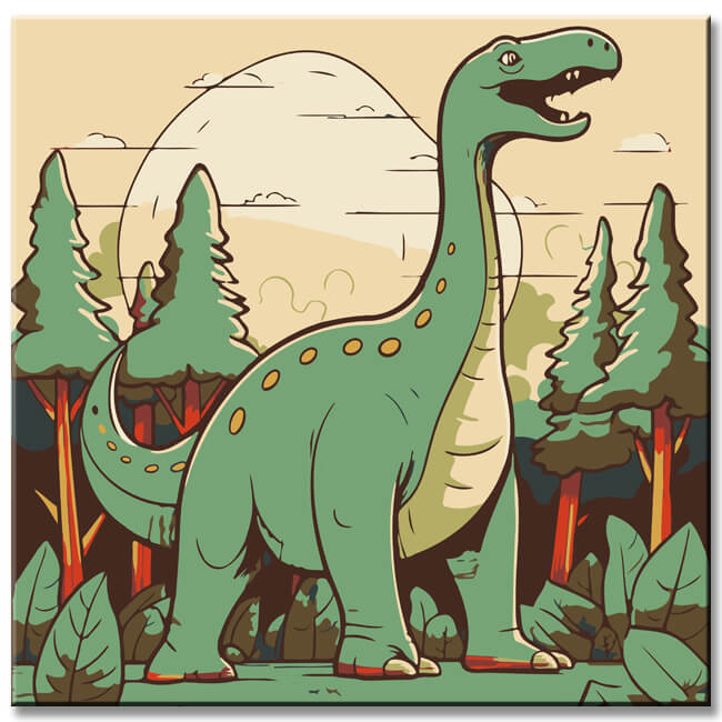 Dino in the forest - painting by numbers