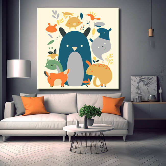 Animal children - painting by numbers