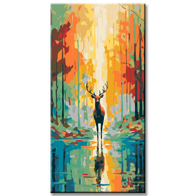 Deer in a forest clearing painting by numbers