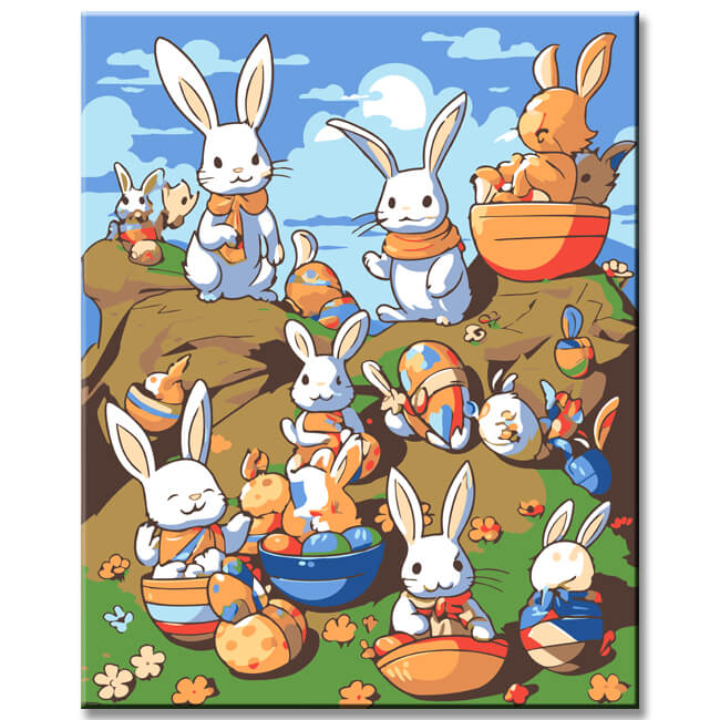 Easter Bunny Joy - Painting by Numbers