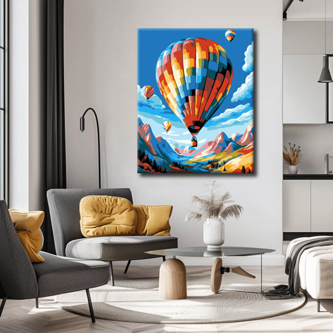 Paint by numbers balloon in the Alps