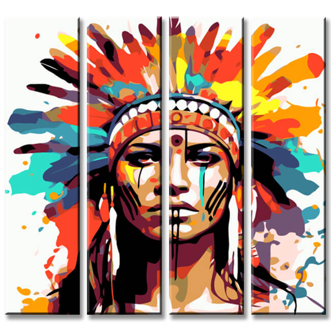 Paint by numbers painting Indian painting 4 parts