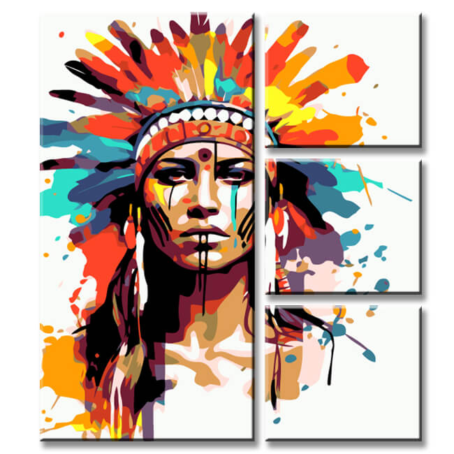 Paint by Numbers Colored Indian Painting 4 Pieces