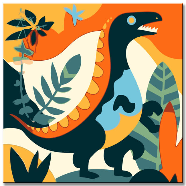 Painting by numbers for children Colorful dinosaur