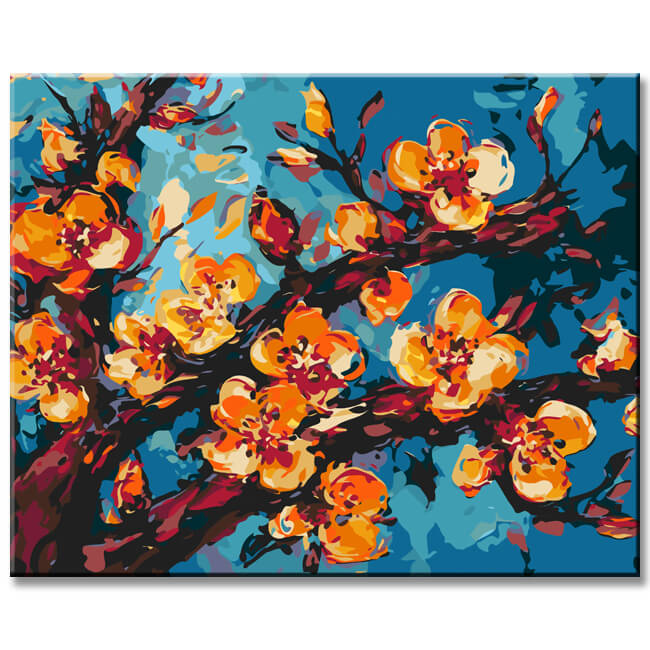 Apricot blossoms - painting by numbers, shipping from DE