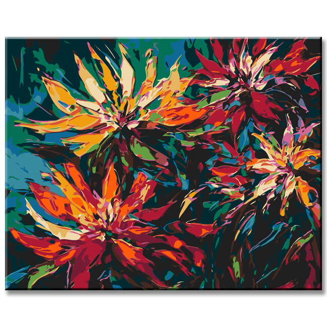 Colored edelweiss - painting by numbers, shipping from DE