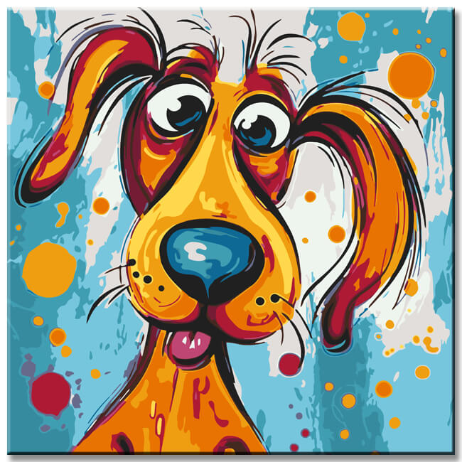 Colorful Cartoon Dog - Painting by Numbers