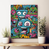 Graffiti faces in neon colors - paint by numbers