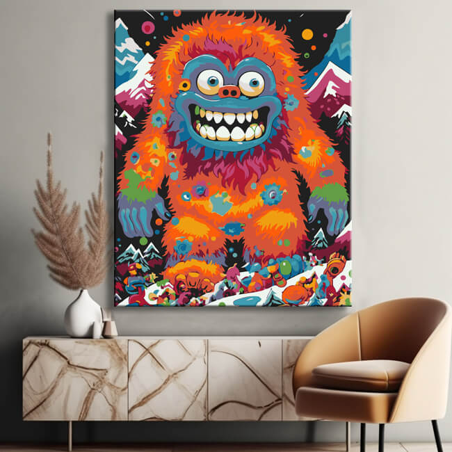 Bigfoot in the style of Takashi Murakami - painting by numbers