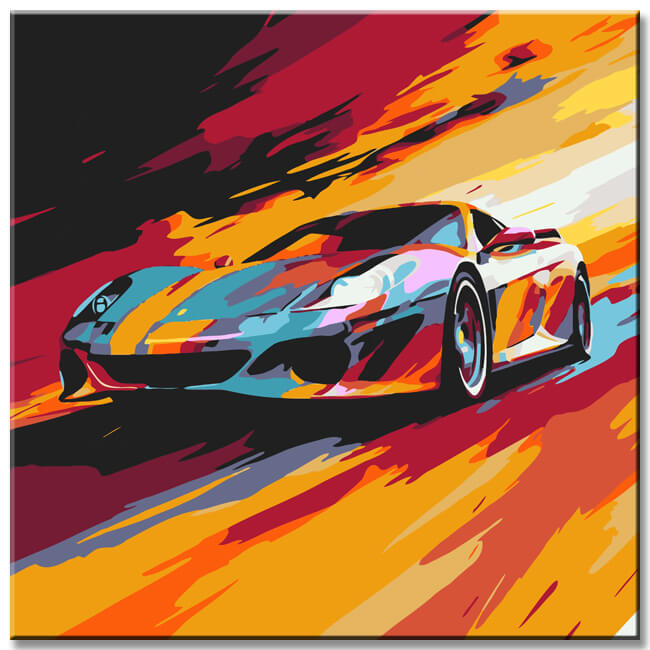 Colorful Abstract Cars - Painting by Numbers