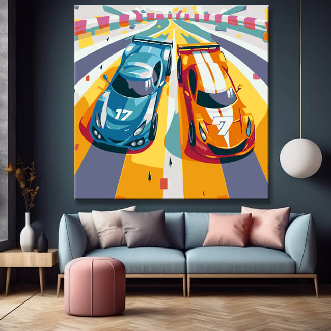 Racing car number 7 - painting by numbers