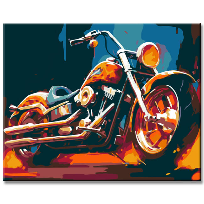 Biker world in art style - painting by numbers