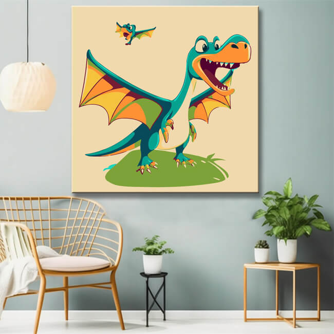 Happy Dinosaur Pterodactyl - Painting by Numbers