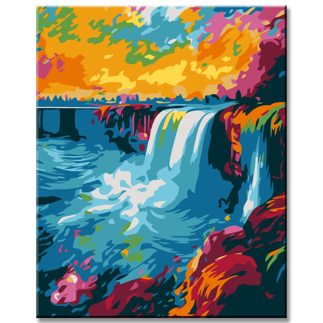 Painting by Numbers Iceland Colored Waterfall