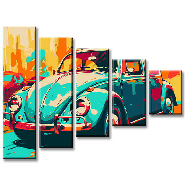 Painting by numbers: VW Beetle Art I 5 parts