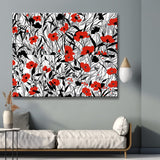 Abstract black and white floral wallpaper - paint by numbers