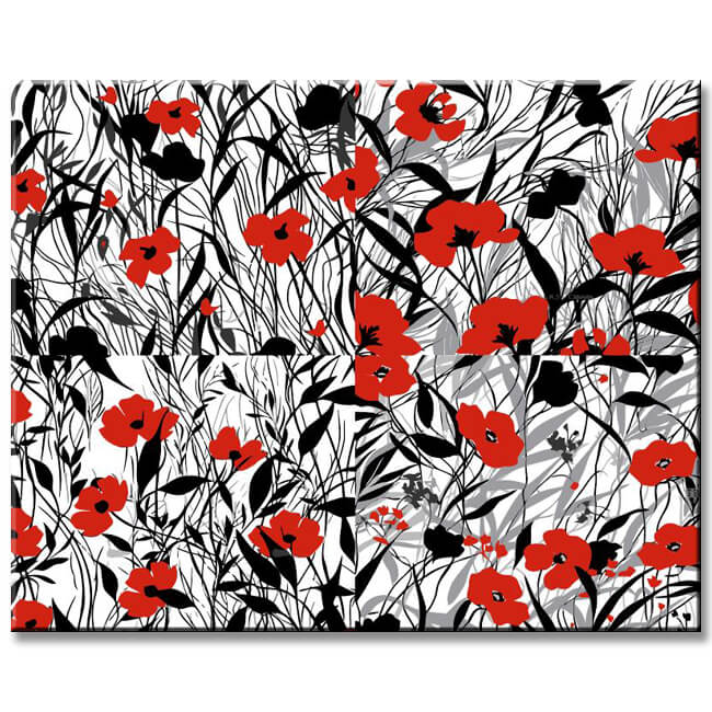 Abstract black and white floral wallpaper - paint by numbers