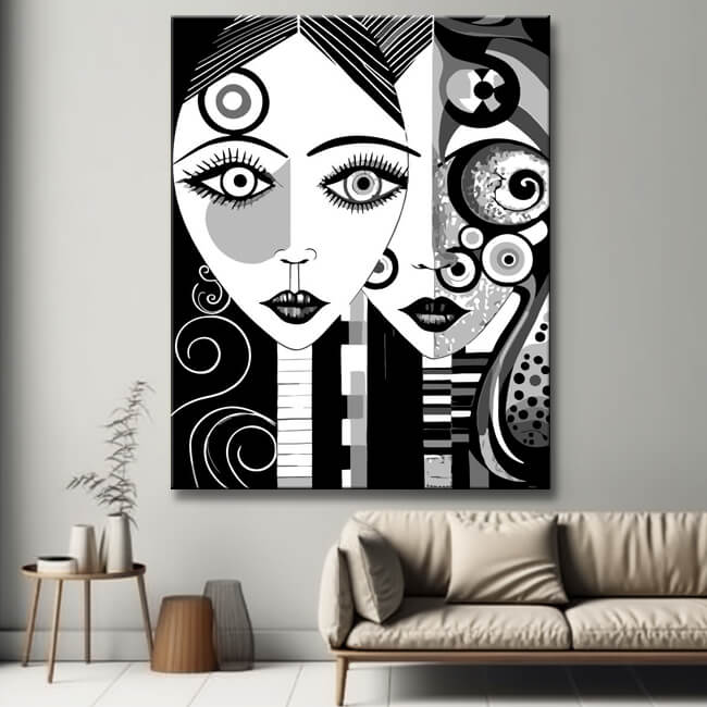 Black and white monochrome - painting by numbers