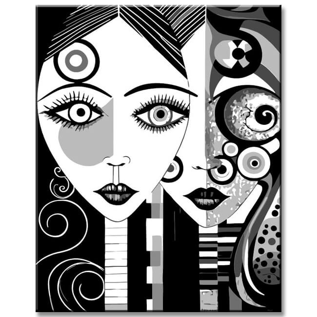 Black and white monochrome - painting by numbers