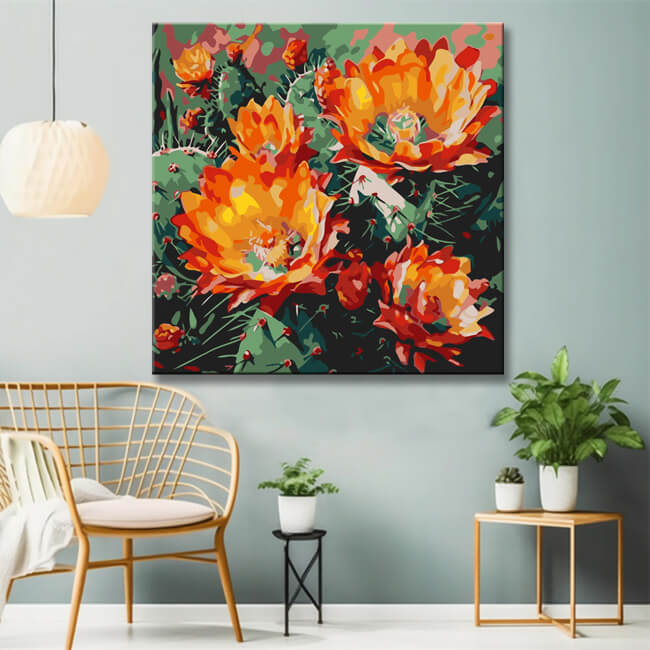 Beautiful cactus painting by numbers - shipping from DE