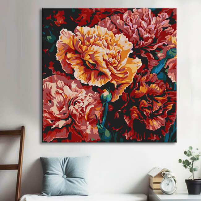 Carnations painting by numbers - shipping from DE