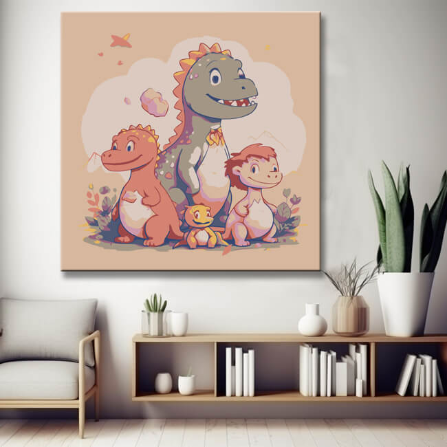 Dino family - painting by numbers